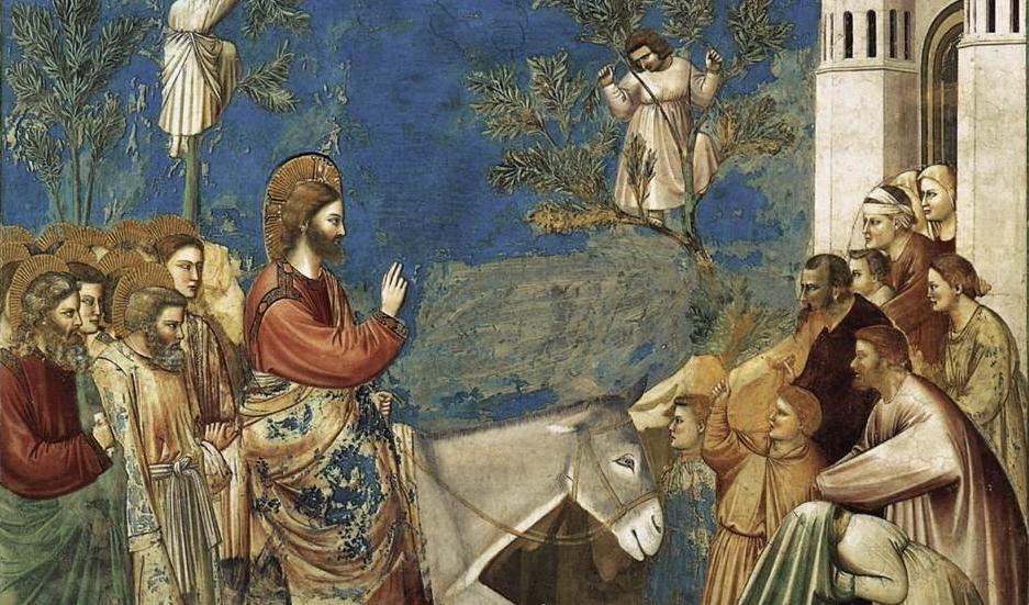 Giotto di Bondone.  Detalle de &#8220;Entrada de Jesús en Jerusalén&#8221; (Capilla de los Scrovegni)