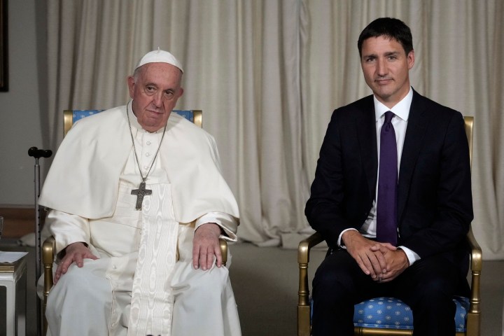 Pope-Francis-meets-with-Canadian-Prime-Minister-Justin-Trudeau-at-the-Citadelle-de-Quebec-in-Quebec-City-AFP