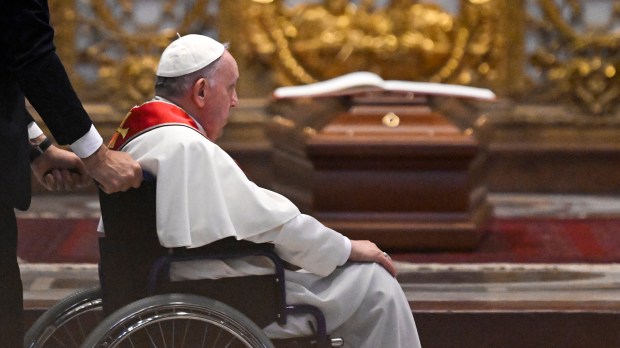 Pope-Francis-seated-in-a-wheelchair-during-funeral-ceremony-AFP