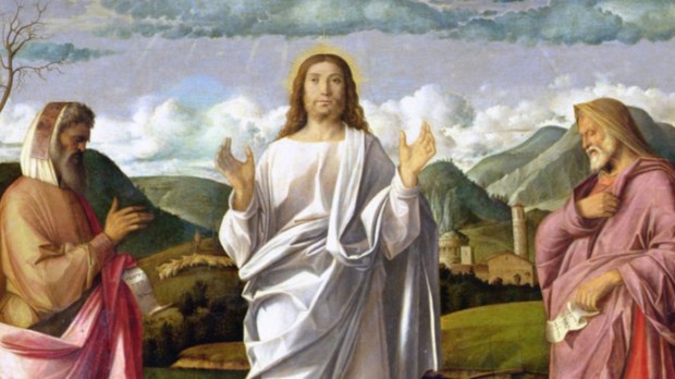 Jezus Chrystus z Abrahamem i Mojżeszem podczas przemienienia