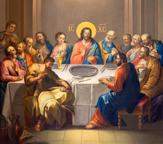 Jezus Chrystus i apostołowie podczas ostatniej wieczerzy