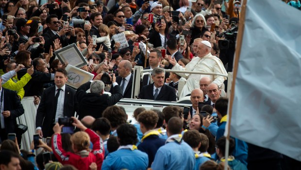 Pope Francis during his weekly general audience in Saint Peter's square at the Vatican
