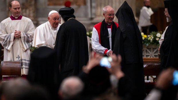 Pope Francis leads the vespers in the Roman Basilica of St. Paul Outside The Walls