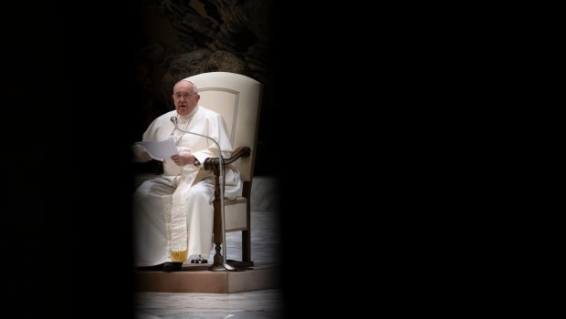 Pope Francis during his weekly general audience in Paul VI Hall at the Vatican on February 07 2024