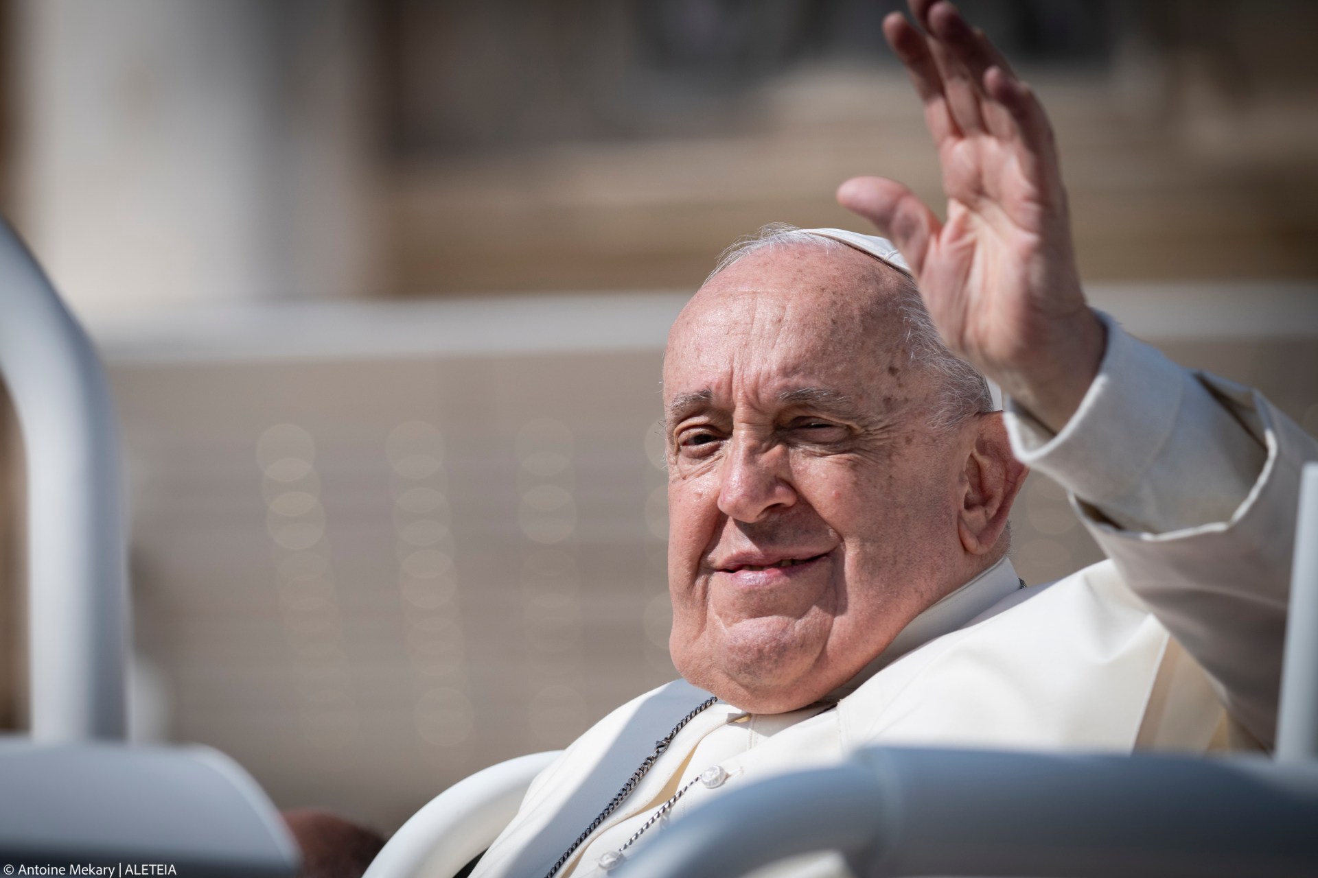 Pope Francis leaves after the weekly general audience on September 25, 2024 at St Peter's square in The Vatican.