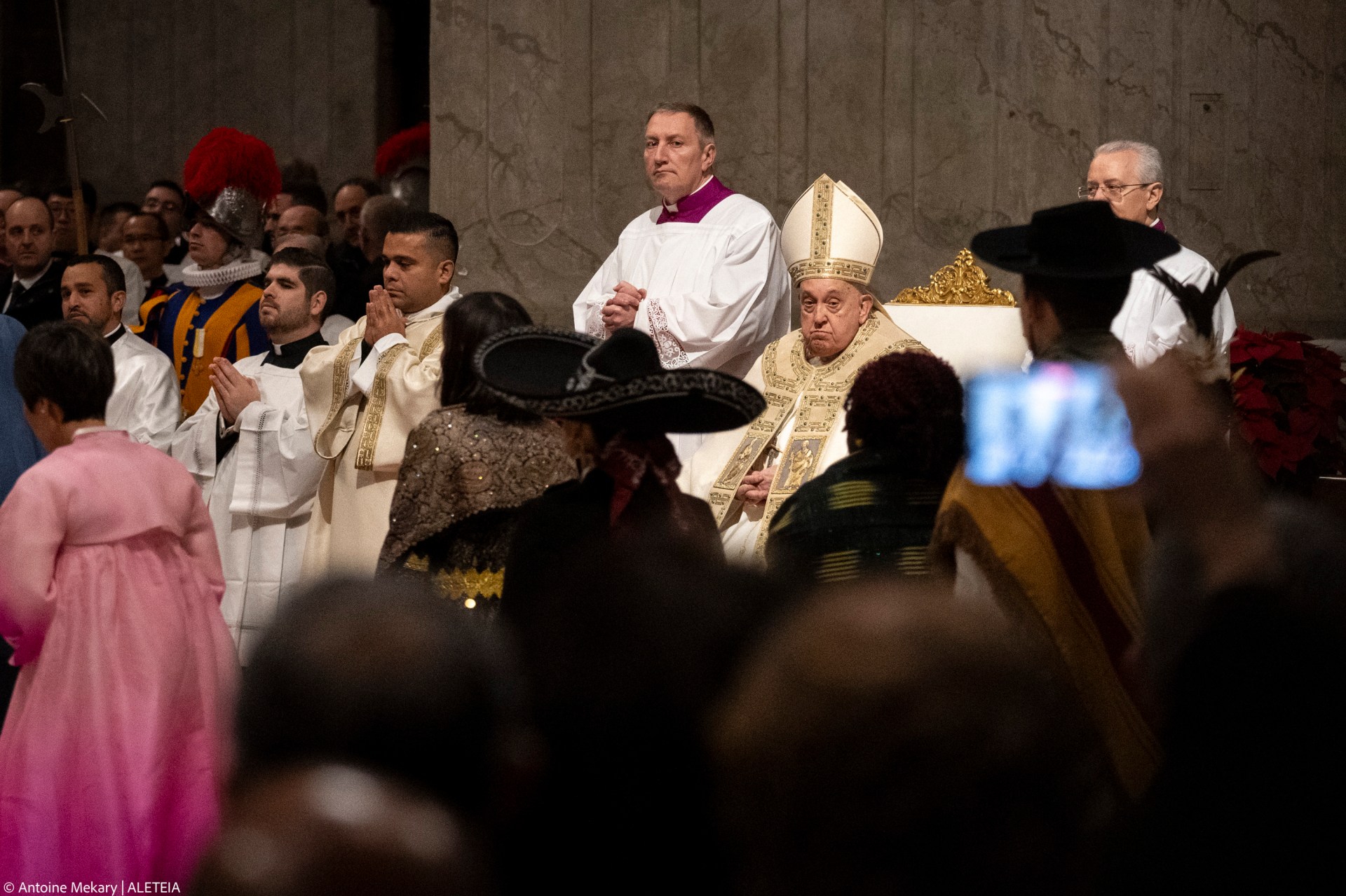 Pope Francis presides over the Christmas Eve mass at St Peter's Basilica in the Vatican on December 24, 2024.