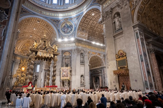 Pope Francis presides a mass for the Epiphany in Saint Peter's Basilica at the Vatican on January 6, 2025