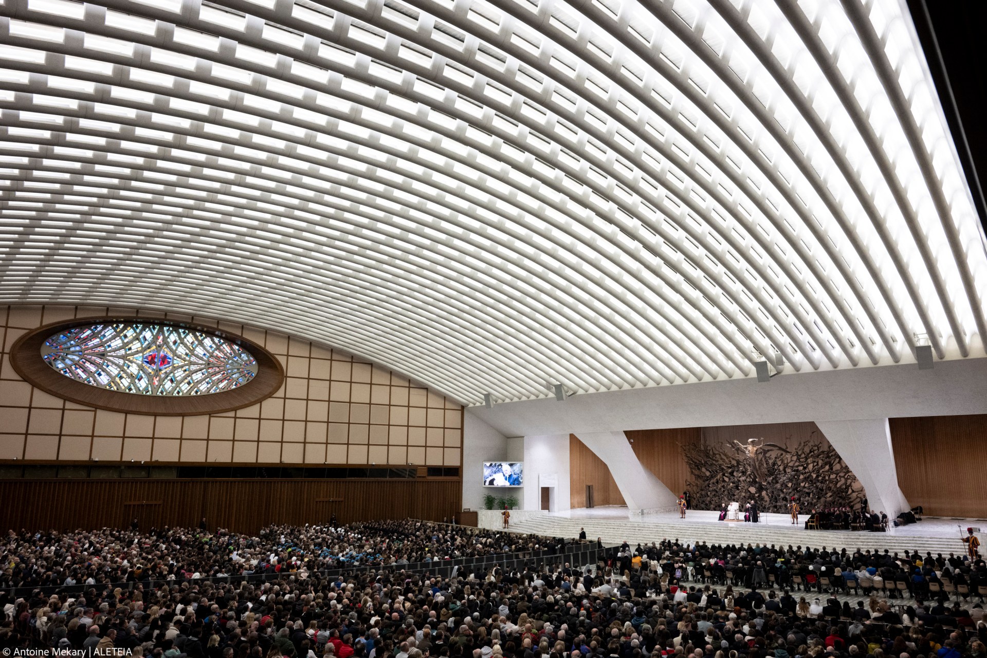Pope Francis during his weekly general audience in Paul VI Hall at the Vatican on February 12, 2025