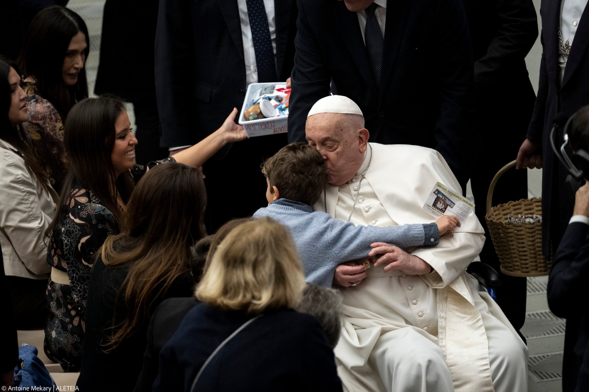 Pope Francis during his weekly general audience in Paul VI Hall at the Vatican on February 12, 2025