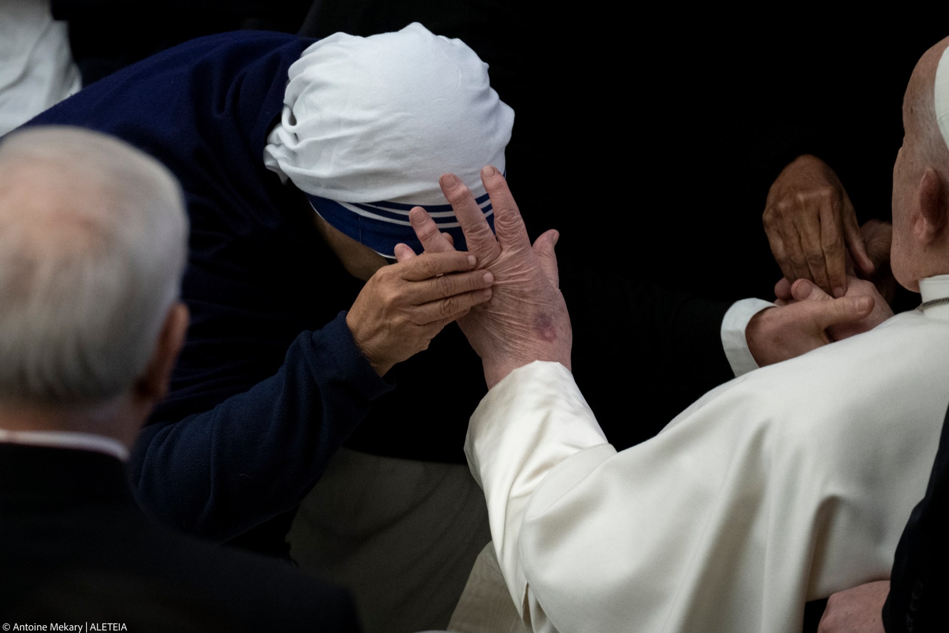 Pope Francis during his weekly general audience in Paul VI Hall at the Vatican on February 12, 2025